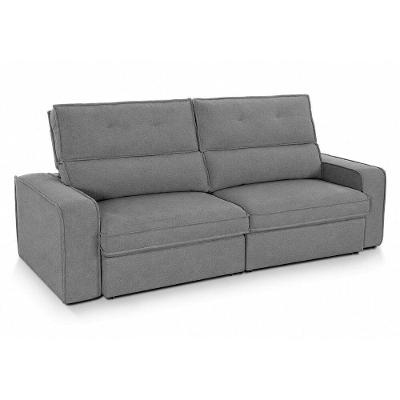 Sofá com Chaise Otto 3 Lugares Retrátil e Reclinável 230CM Cinza Gralha Azul