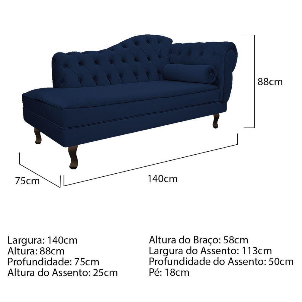 Kit Diva Recamier Diana 140Cm Lado Esquerdo E 02 Poltronas Classic Suede - Amarena Móveis - 10