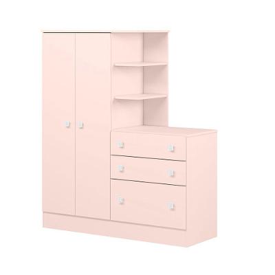 Guarda Roupa com Cômoda Doce Sonho 4070 2 Portas 3 Gavetas MDP Fosco Rosa Qmovi 120,6CM