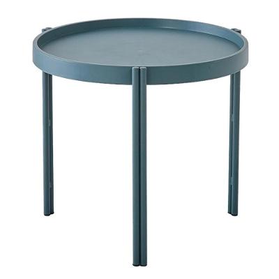 Mesa de Apoio Enjoy Redonda Tampo em Plástico Estrutura em Aço Resistente a UV Azul Rivatti Móveis