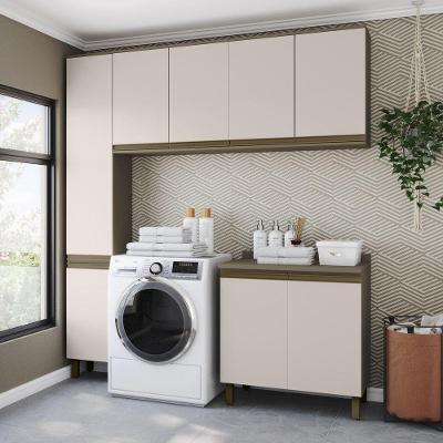 Lavanderia Modulada Lora 8 Portas 9 Prateleiras MDF 195CM Amadeirado