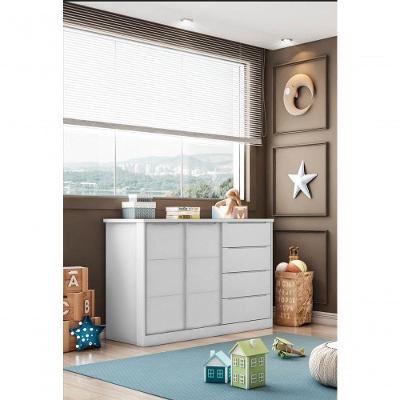 Cômoda Infantil Pérola 4 Gavetas MDF Puxador Embutido Branco Phoenix Baby 128CM
