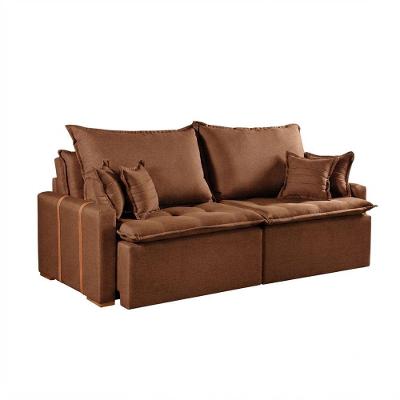 Sofá com Chaise Orfeu 3 Lugares Retrátil e Reclinável 180CM Marrom