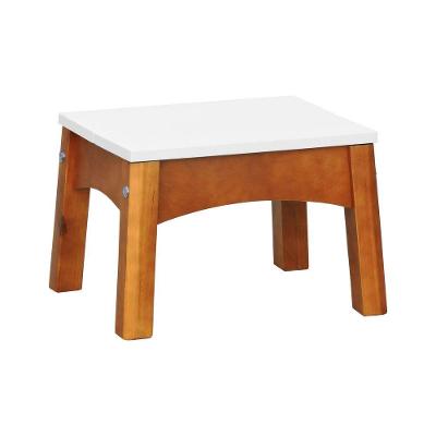 Banco Mini Áustria sem Porta 1 Prateleira Madeira Maciça 39CM Amêndoa e Branco Decorise
