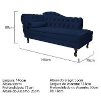 Kit Diva Recamier Diana 140Cm Lado Direito E 02 Poltronas Classic Suede - Doce Sonho Móveis - 5