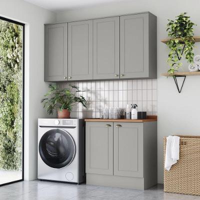 Lavanderia Modulada Americana 6 Portas 5 Prateleiras MDF 160CM Cinza