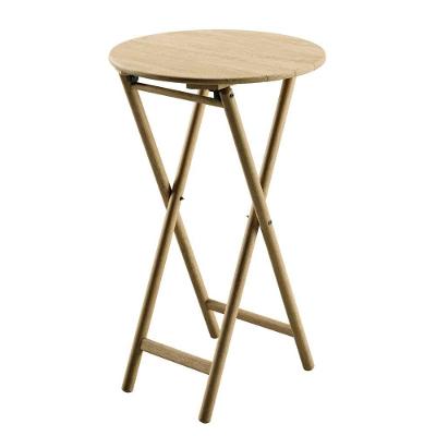 Mesa Dobrável Redonda Alta Tramontina Bossa Tampo MDF Estrutura Madeira Moderna Natural 60CM