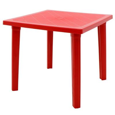 Mesa Sancho Quadrada Tampo em Polipropileno Estrutura em Plástico com Furo para Ombrelone Vermelho