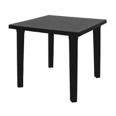 Mesa Sancho Quadrada Tampo em Polipropileno Estrutura em Plástico com Furo para Guarda-Sol Preto