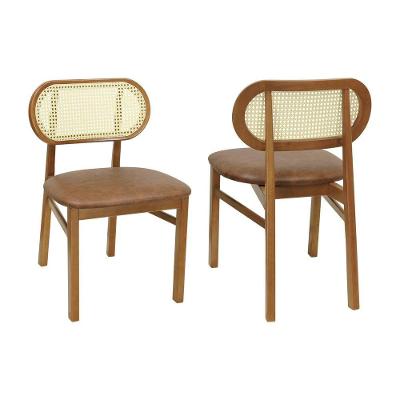 Kit 2 Cadeiras Capri Madeira Maciça Telinha Rattan Amêndoa
