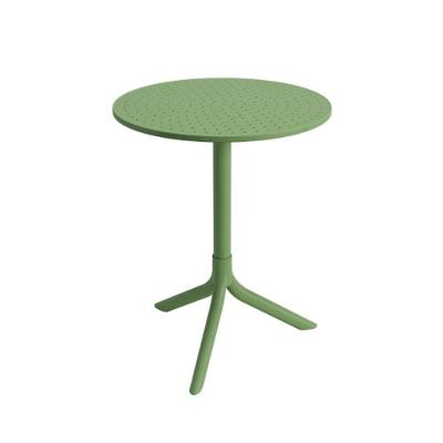 Mesa Livy Aurah Redonda Tampo em Polipropileno Estrutura em Alumínio Verde Oliva Plaxmetal 60CM
