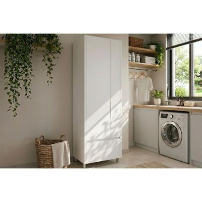 Armário Multiuso Rainha 2 Portas 2 Gavetas MDF 70CM Branco Nesher