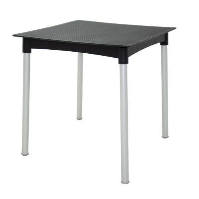 Mesa Laura Rattan Quadrada Tampo em Polipropileno Estrutura em Alumínio Anodizado Preto Tramontina