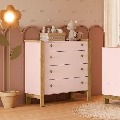 Cômoda Infantil Charlotte 4 Gavetas MDF-MDP Rosa Mais de Casa