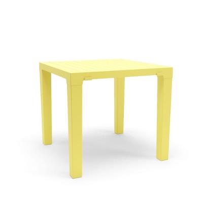 Mesa Niala Quadrada Tampo em Polipropileno Furo para Ombrelone Amarelo Primavera Plaxmetal 80CM