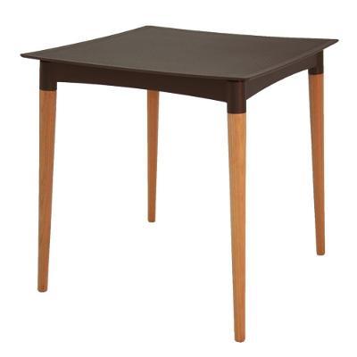 Mesa Laura Rattan Quadrada Tampo em Polipropileno Estrutura em Madeira Textura Natural Marrom
