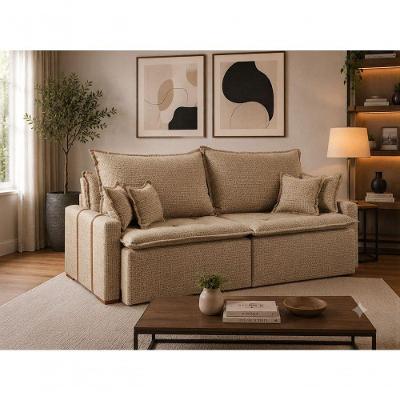 Sofá Cama Orfeu 2.00 2 Lugares Retrátil 200CM Caramelo Linho Capuccino