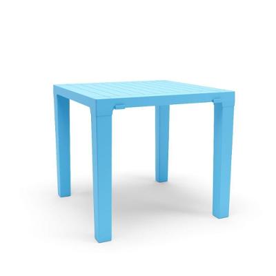 Mesa Niala Quadrada Tampo em Polipropileno com Furo para Ombrelone Azul Celeste Plaxmetal 80CM
