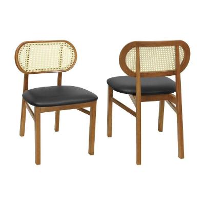 Kit 2 Cadeiras Capri Madeira Maciça Telinha Rattan Corano