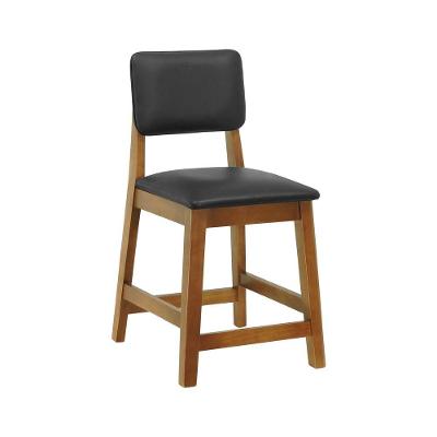 Banqueta Baixa-Cadeira Paris com Assento Estofado Madeira Maciça 39CM Amêndoa Corano Preto Decorise