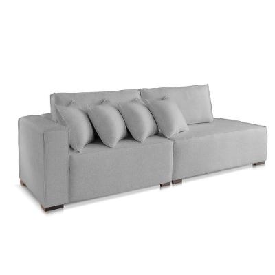 Sofá Modular Isa 2 Lugares com Chaise 190CM Cinza Médio Linho Almofada Solta Isa Be