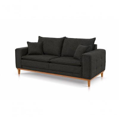 Sofá Carol 3 Lugares Fixo 180CM Cinza Veludo Almofada Solta Carol