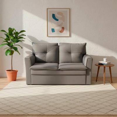 Sofá Mobi 2 Lugares Fixo 150CM Cinza Suede Herrero para Ambientes Compactos