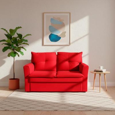 Sofá Mobi 2 Lugares Fixo 150CM Vermelho Suede para Ambientes Pequenos Herrero