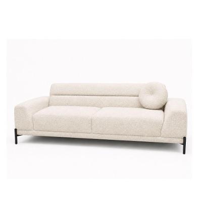 Sofá Arezzo 2 Lugares 180CM Off White Bouclé Pés Preto Sala Estar Moderna Sallar Home