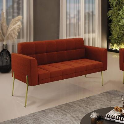 Sofá Namoradeira Elisa 2 Lugares Fixo 114CM Terracota Bouclê D'Rossi