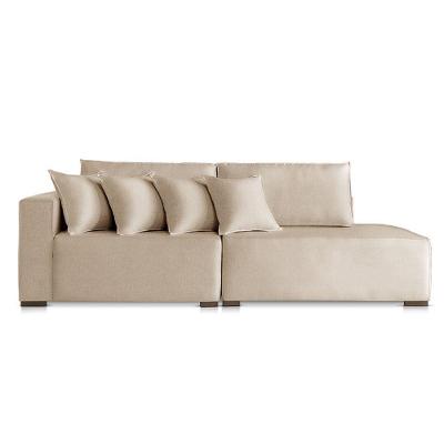 Sofá Modular Isa 3 Lugares com Chaise 230CM Bege Claro Linho com Almofada Solta