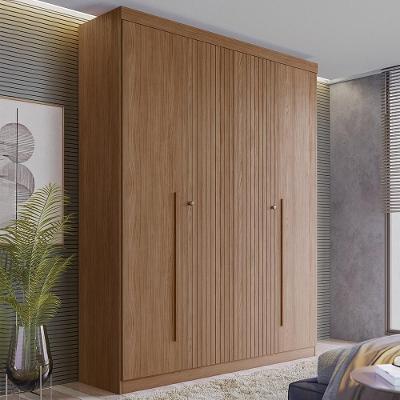 Guarda Roupa Solteiro Zain Jatobá S01 4 Portas 2 Gavetas MDP Jatoba 155CM Mpozenato