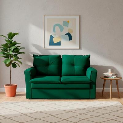 Sofá Mobi 2 Lugares Fixo 150CM Verde Suede Herrero para Sala Compacta e Ambientes Pequenos