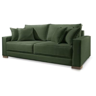 Sofá Helô 2 Lugares Fixo 180CM Verde Veludo Almofada Solta Estrutura Madeira Helô