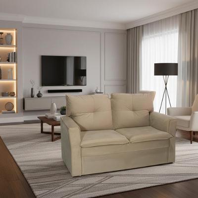 Sofá Mobi 2 Lugares Fixo 150CM Nude Areia Suede Liso Sala Estar Compacta Herrero