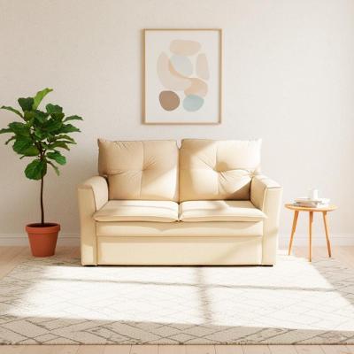 Sofá Mobi 2 Lugares Fixo 150CM Bege Suede Pequeno para Sala Moderno Herrero