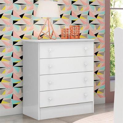 Cômoda Doce Sonho 4 Gavetas MDP Puxador Estrela Branco 64CM Qmovi