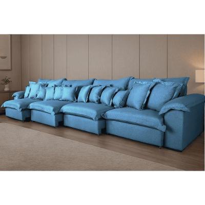 Sofá Magnífico 10 Lugares Retrátil e Reclinável 400CM Azul de Casa Decor