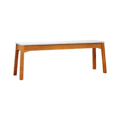Banco Áustria sem Porta sem Gavetas Madeira Maciça e MDF 127CM Amêndoa e Branco Decorise