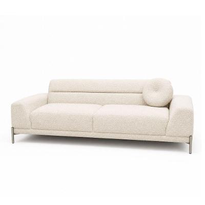 Sofá Arezzo 3 Lugares 230CM Off White Bouclé Pés Titânio Design Moderno Sallar Home