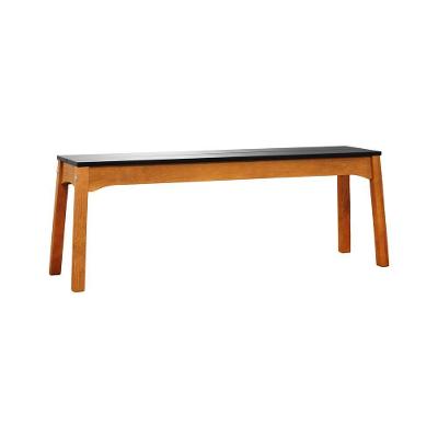 Banco Áustria 2 Lugares Assento MDF Laqueado Madeira Maciça 127CM Amêndoa e Preto Decorise