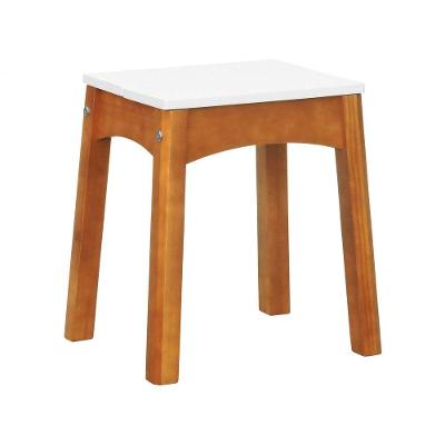 Banco Médio Áustria sem Porta sem Gavetas Madeira Maciça 34,5CM Amêndoa e Branco Decorise