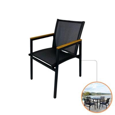 Poltrona Verona Premium em Alumínio com Tela Sling Assento Estofado Preto Nossa Kasa