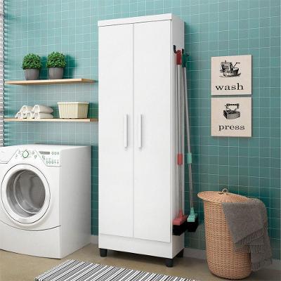 Armário Multiuso 2 Portas 6 Prateleiras MDF MDP 61CM Branco Qmovi