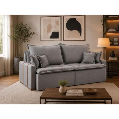 Sofá Orfeu 2.20 3 Lugares Retrátil e Reclinável 220CM Cinza Veludo