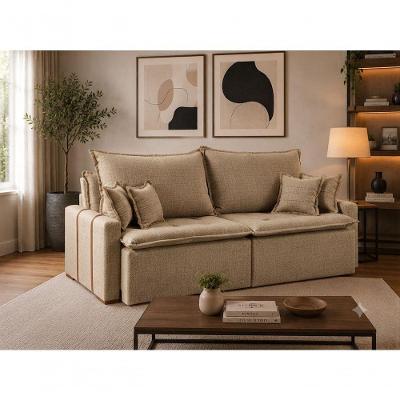 Sofá Orfeu 2.00 3 Lugares Retrátil e Reclinável 200CM Bege Linho