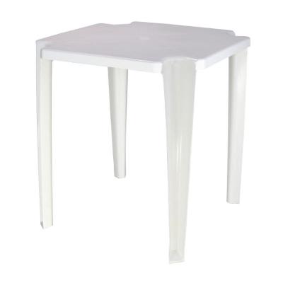 Mesa Noronha Quadrada Tampo em Polipropileno Estrutura em Plástico com Furo para Guarda-Sol Branco