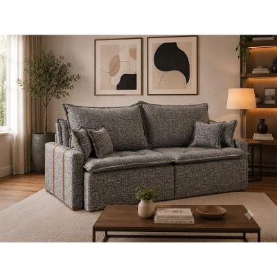 Sofá com Chaise Orfeu 3 Lugares Retrátil e Reclinável 180CM Cinza
