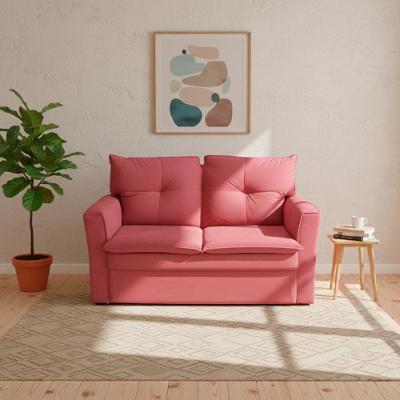Sofá Mobi 2 Lugares Fixo 150CM Rosa Suede Conforto para Sala Herrero