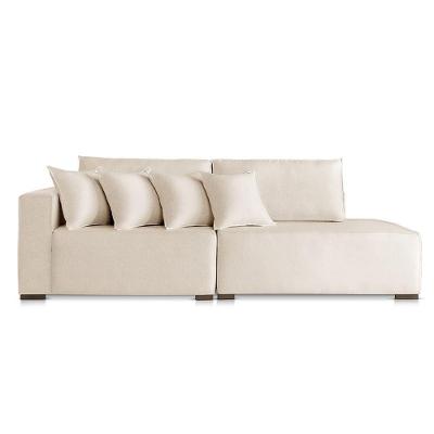 Sofá Isa 2 Lugares com Chaise Modular 190CM Off White Linho Almofada Solta com Molas